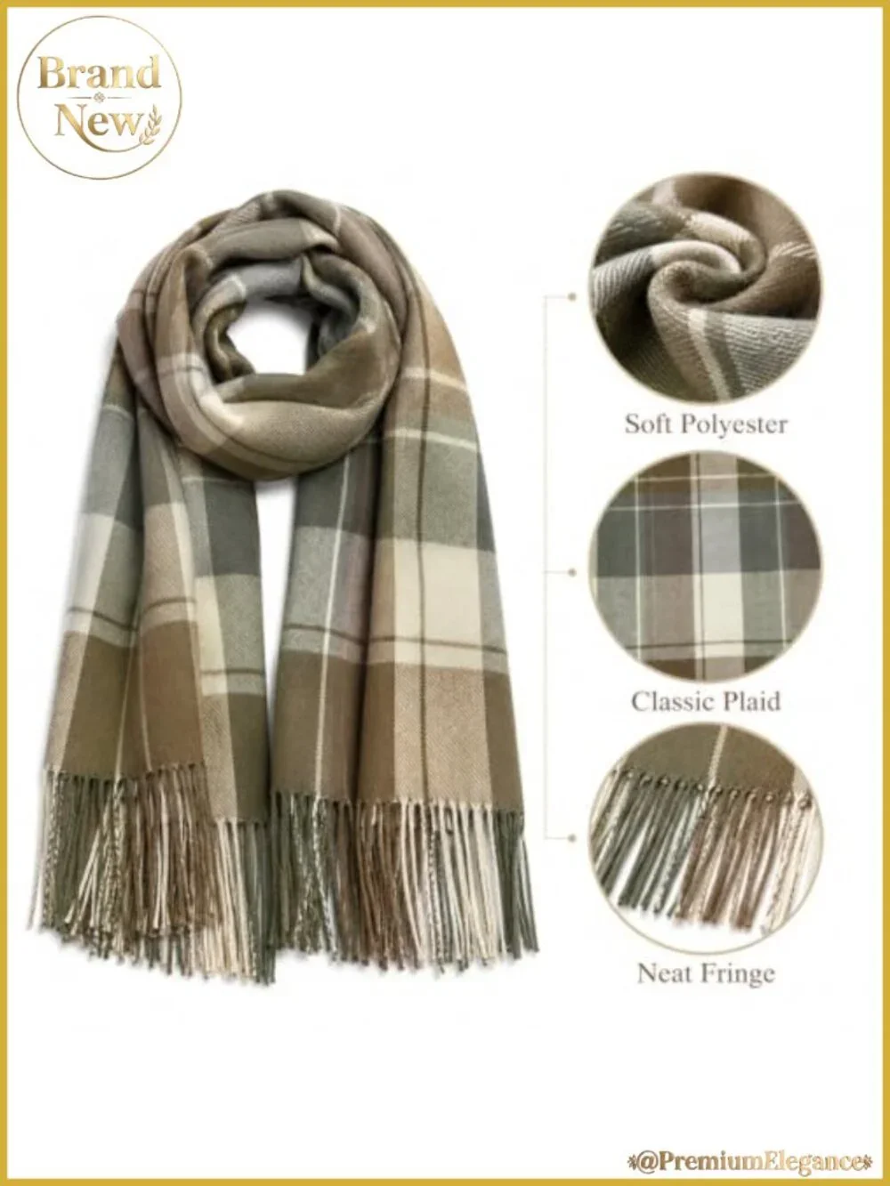 Womens Plaid Winter Scarf Large Tassel Shawl Wrap Soft Polyester Blanket